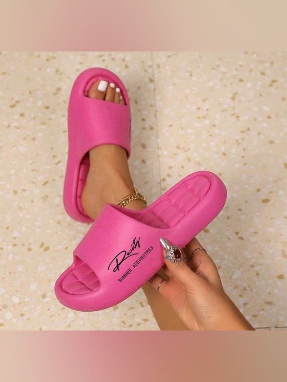 NWOT Hot Pink Women's Slide Sandals - Summer Adventures